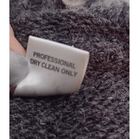 Cache Wool Blend Open Front Cardigan Sweater M Peplum Faux Fur Trim Gray - Picture 6 of 6